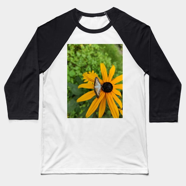 Yellow flower with butterfly Baseball T-Shirt by Gourmetkater